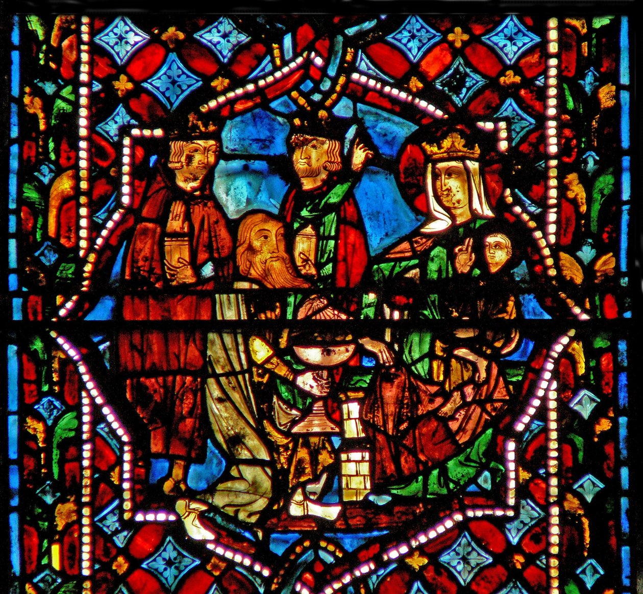 Fenster w0, Anbetung der Heiligen Drei Könige von French School