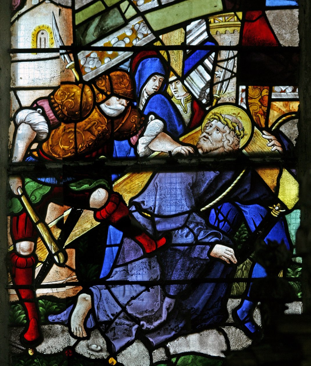 Fenster w0 mit Darstellung des Kreuzwegs von French School