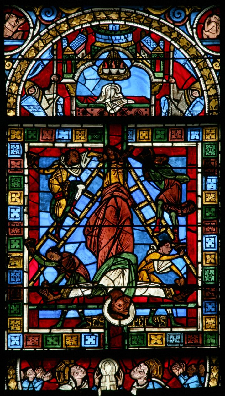 Fenster Nr. 0, Darstellung der Kreuzigung von St. Petrus von French School