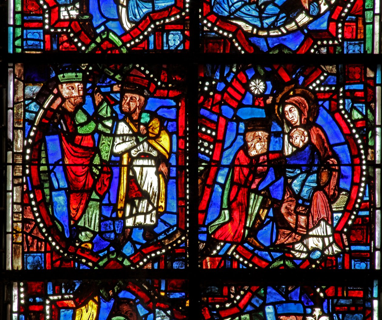 Fenster w100b Darstellung der Anbetung der Heiligen Drei Könige von French School