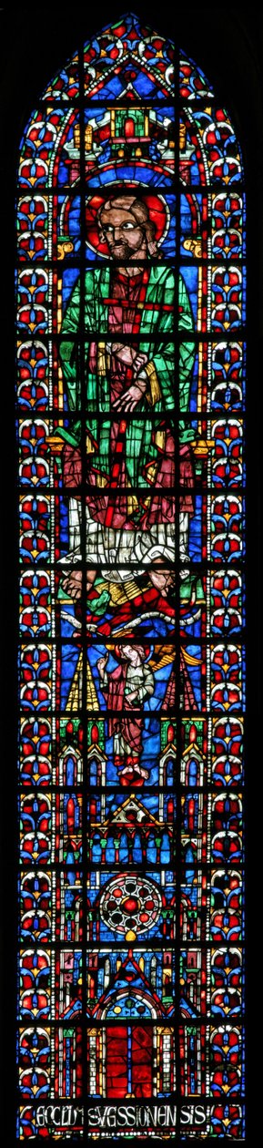 Fenster w102 mit Darstellung von St. Andreas und der Kathedrale von Soissons von French School