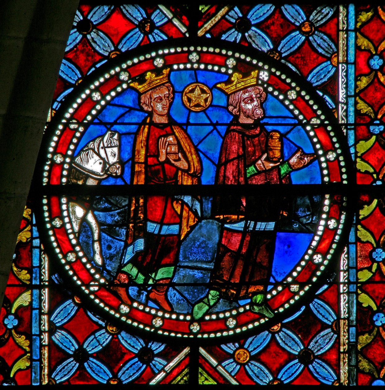 Fenster w102 zeigt die Anbetung der Weisen von French School