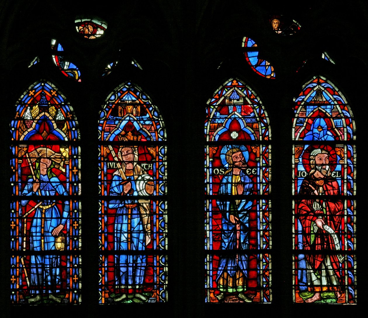 Fenster w103, die Synagoge, Judith, die Propheten Hosea und Joel von French School