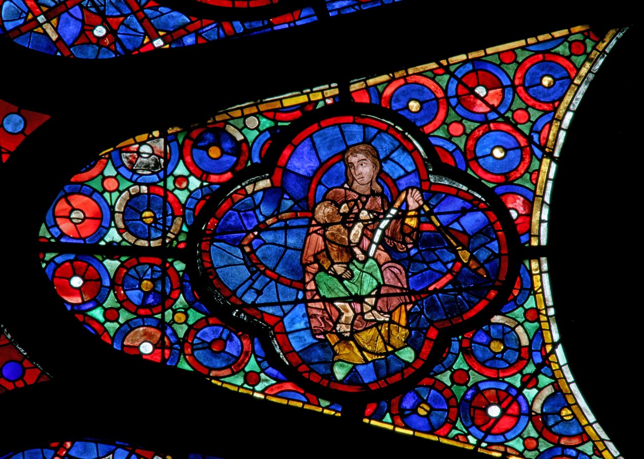 Fenster w115, Eva, die ihr Kind Seth füttert, darstellend von French School