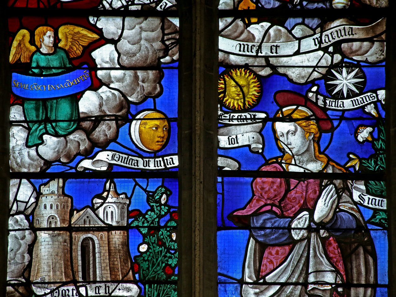 Fenster w11, ein Detail aus der Litanei der Jungfrau Maria von French School