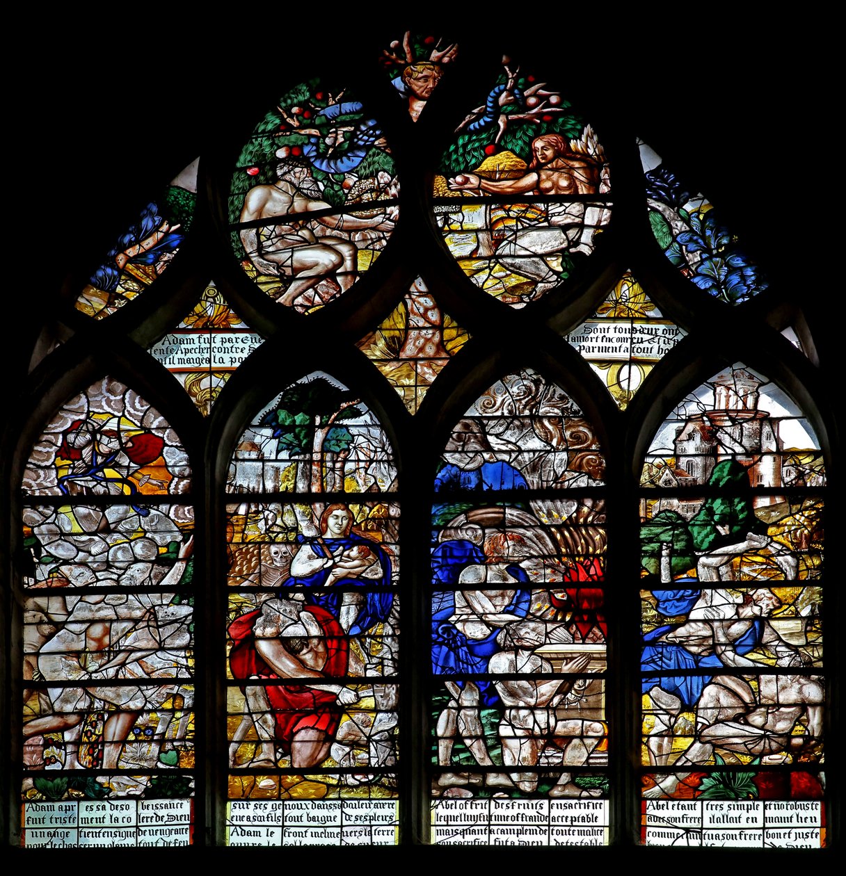 Fenster w122, Geschichten von Adam & Eva und Kain & Abel von French School