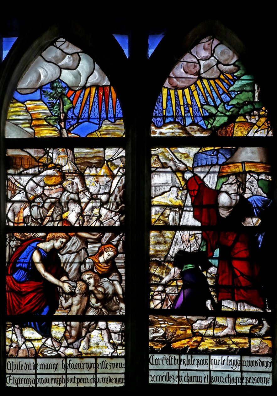 Fenster w128, Israeliten sammeln Manna in der Wüste von French School