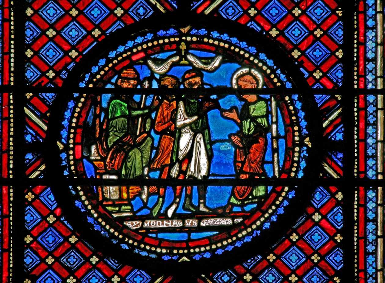 Fenster w14, Simon Magus und St. Peter vor Herodes von French School