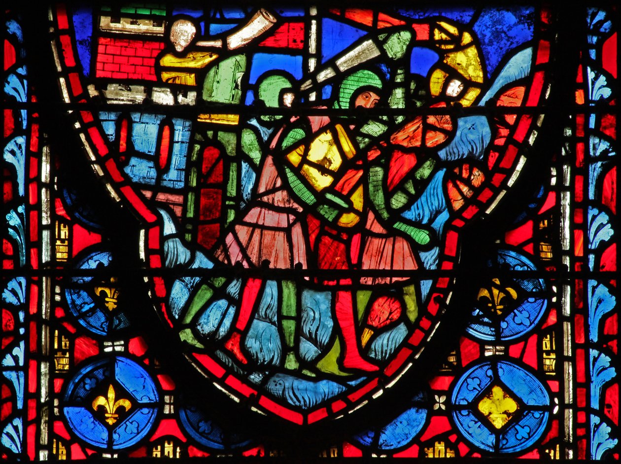 Fenster w15 Heilige Reliquien: Krösus, König der Perser, verwüstet Jerusalem von French School