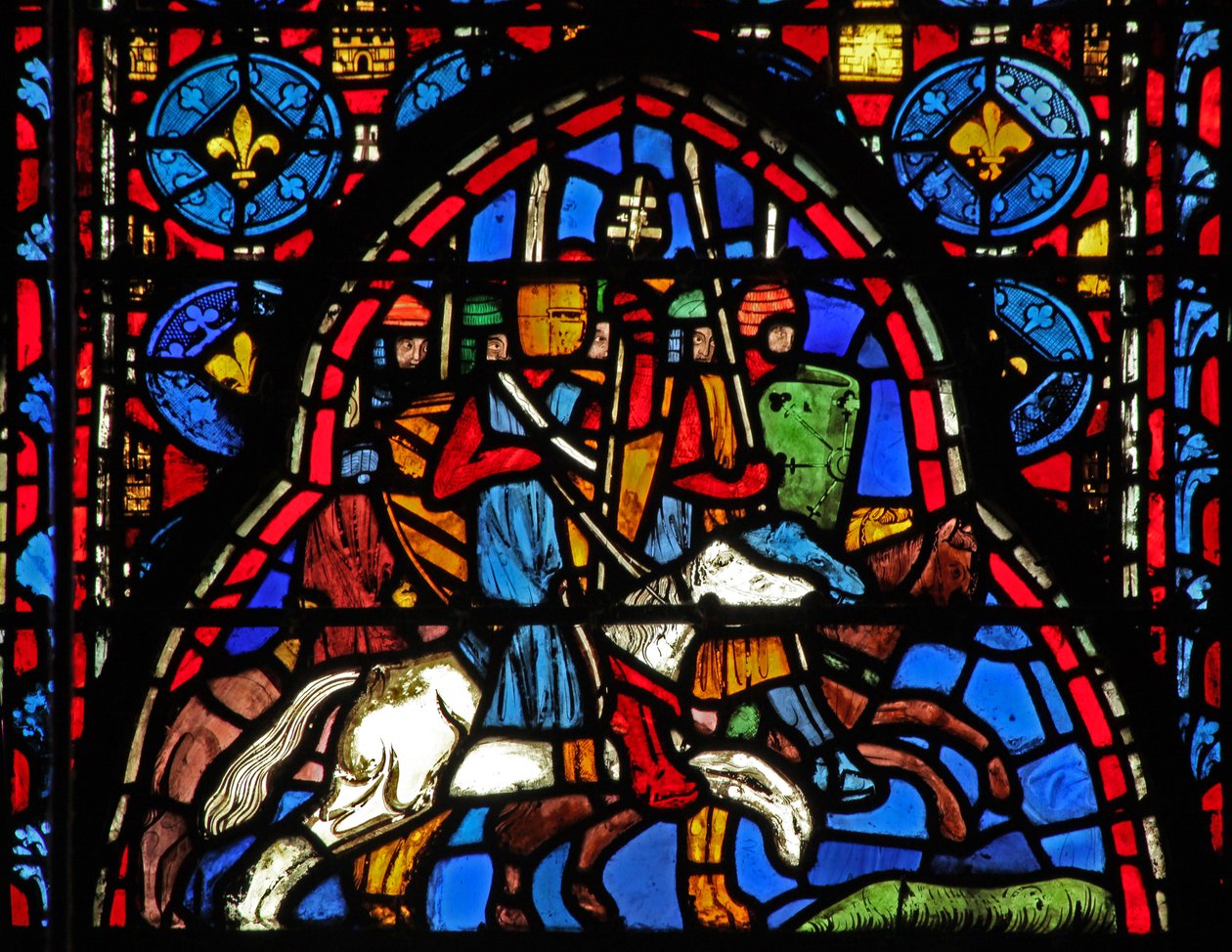 Fenster w15 Heilige Reliquien: Heraklius kehrt mit dem Kreuz nach Jerusalem zurück von French School