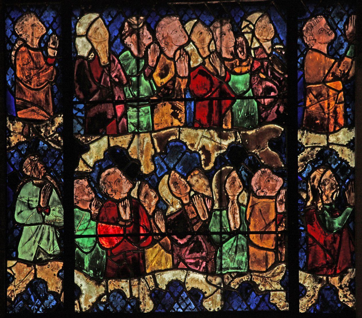 Fenster w16, eine Szene aus dem Jüngsten Gericht darstellend: die Auserwählten von French School