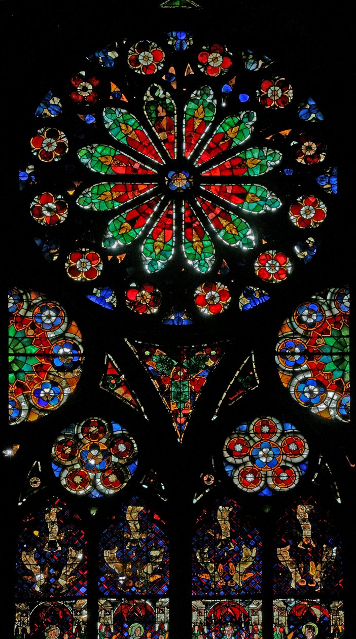 Fenster w18, eine Rose mit naturalistischem Design darstellend von French School
