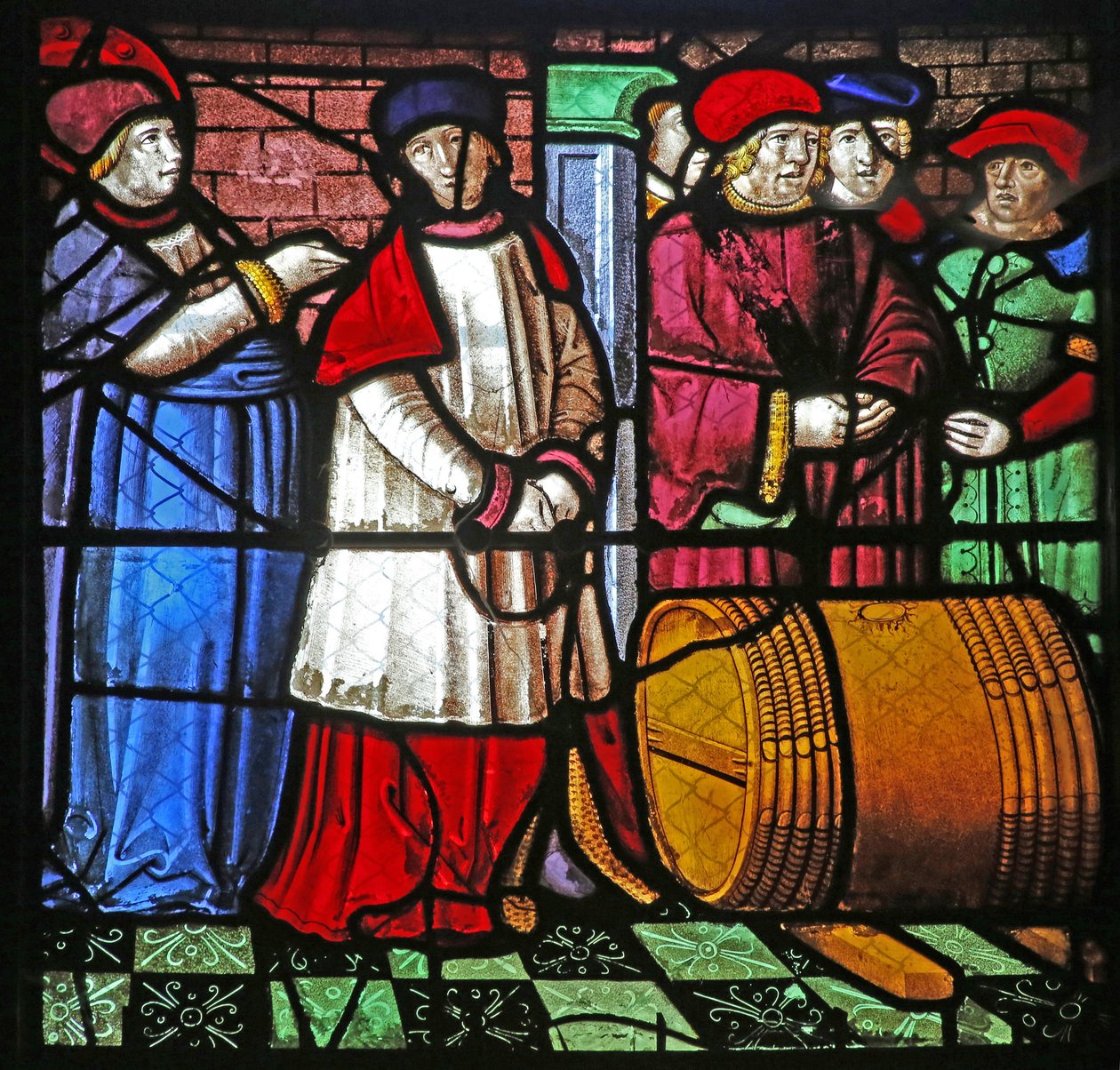 Fenster w19, das das Leben von St. Remi darstellt. Das Weinwunder von Cernay von French School