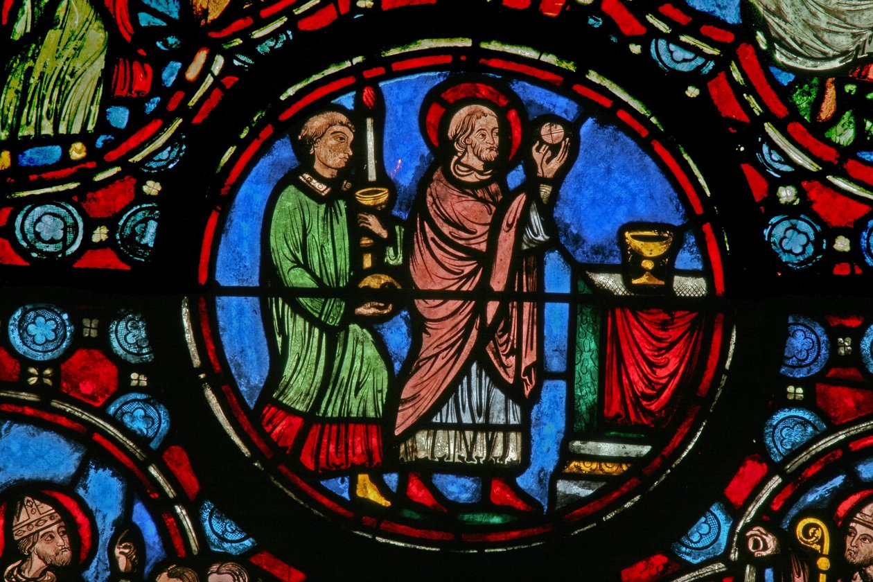 Fenster w1, Szene aus dem Leben des hl. Martin: Messe feiern von French School