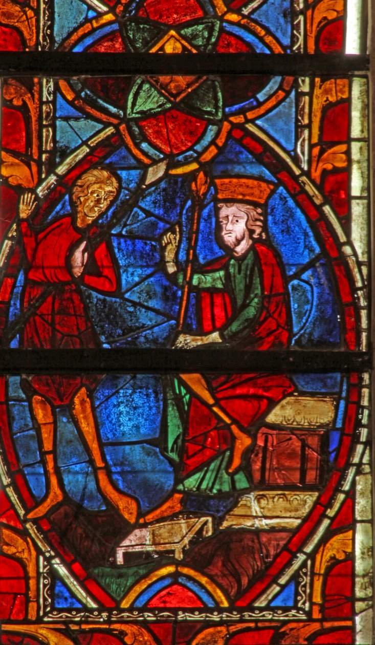Fenster w201, den Heiligen Mauritius vor Kaiser Diokletian darstellend von French School
