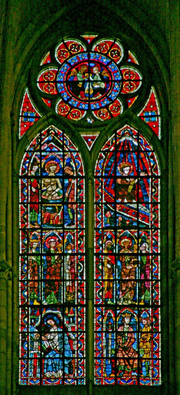 Fenster w202, Szenen aus dem Leben des heiligen Johannes darstellend von French School