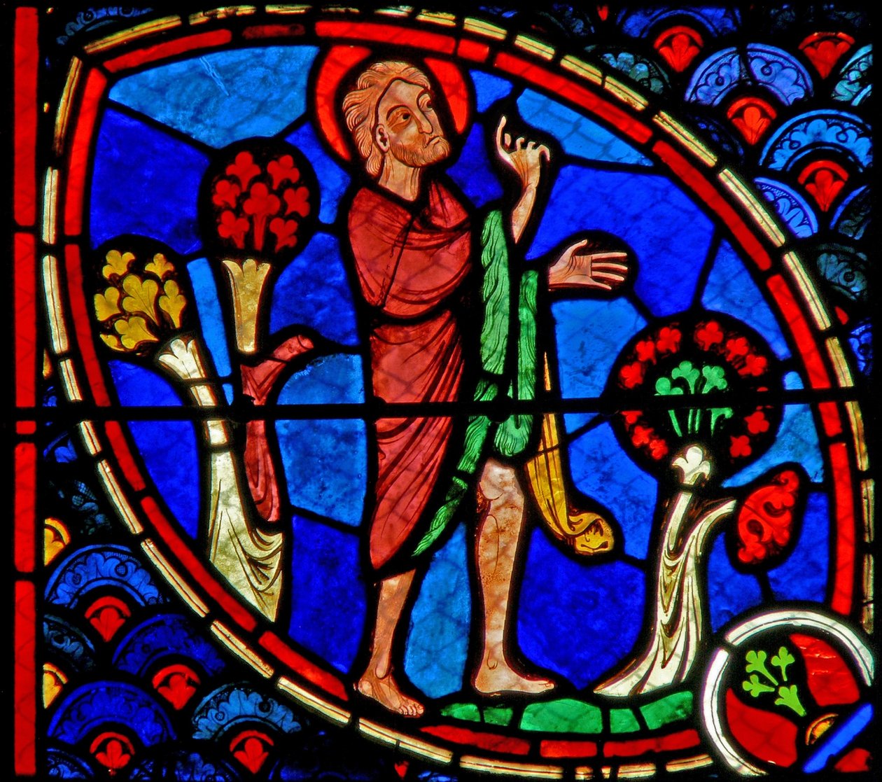 Fenster w20 Darstellung des predigenden Heiligen Johannes des Täufers von French School