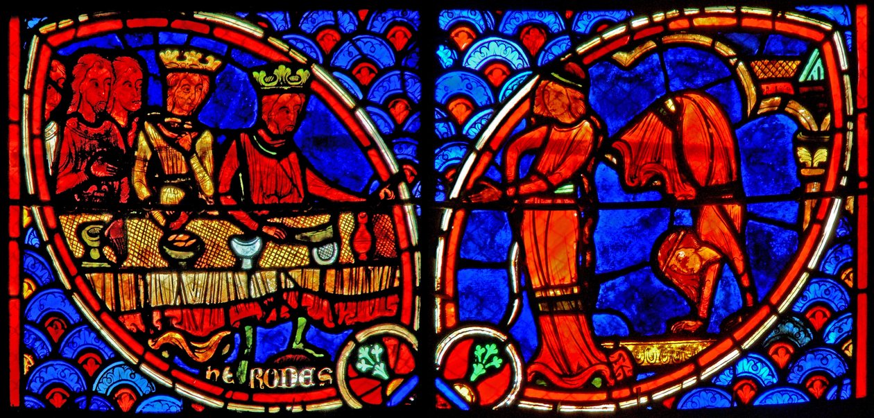 Fenster w20 Darstellung einer Szene aus dem Leben des Heiligen Johannes des Täufers: Salome tanzt für Herodes von French School