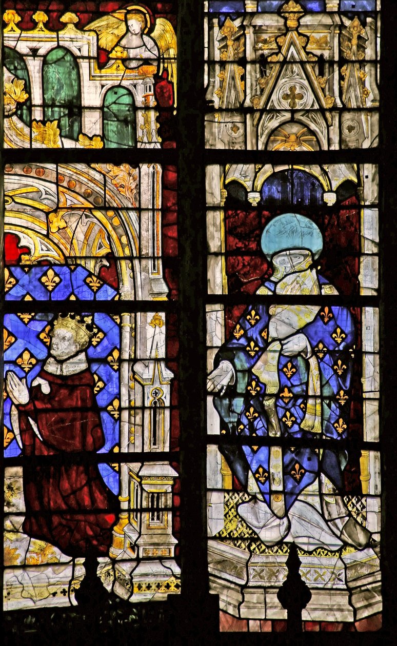 Fenster w210, das St. Denis mit dem Stifter Karl VI. darstellt von French School