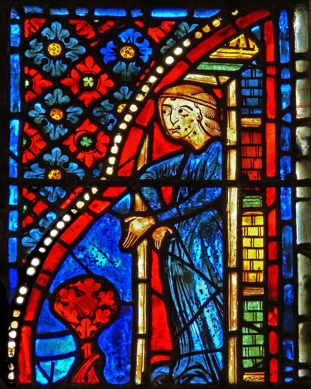 Fenster w21 Darstellung der Heiligen Maria die Ägypterin wird der Zutritt zur Verehrung verweigert von French School