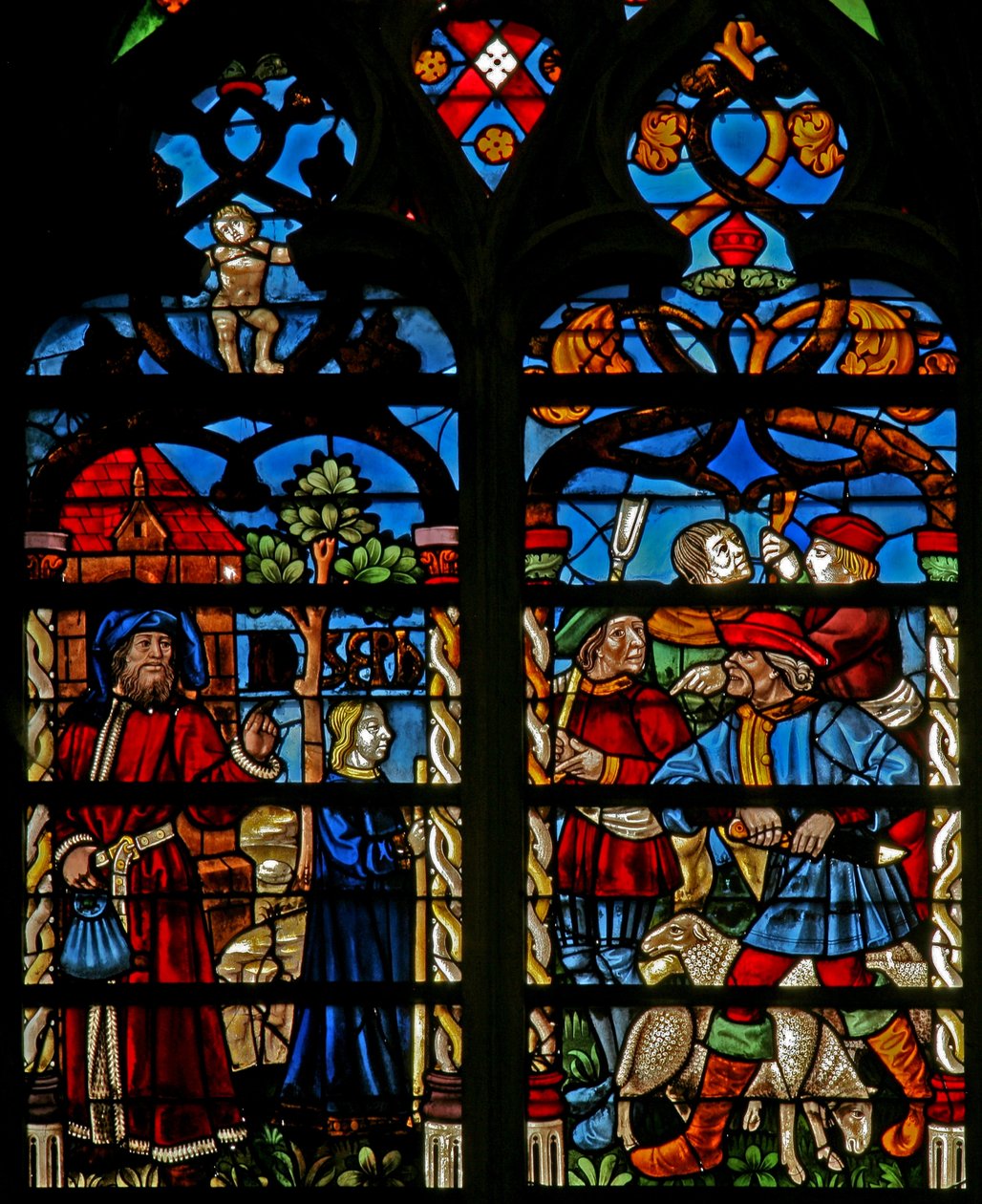 Fenster w234 zeigt Jakob mit Josef; die Brüder schmieden Pläne von French School