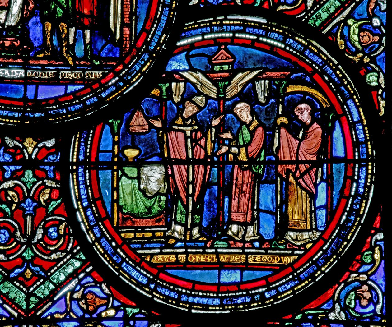 Fenster w23, Darstellung des Heiligen Thomas Becket, der die Messe feiert von French School