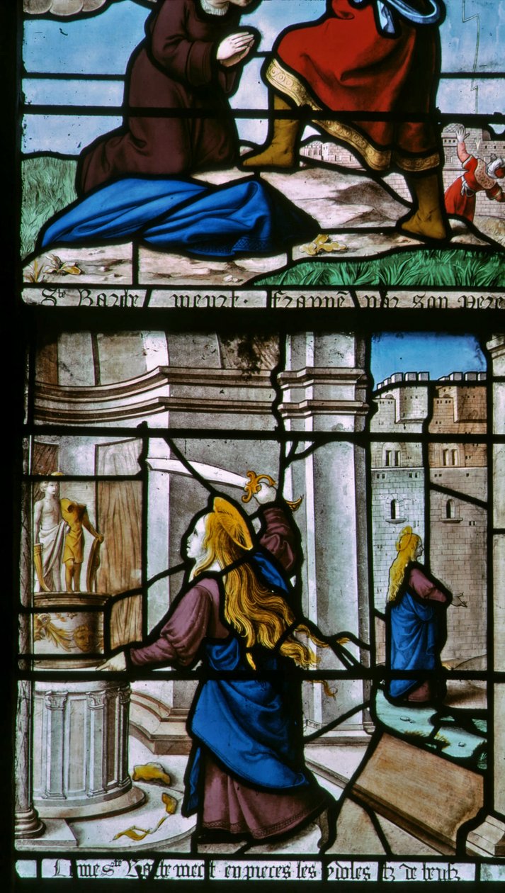 Fenster w29 zeigt hl. Barbara zerstört die Götzen von French School