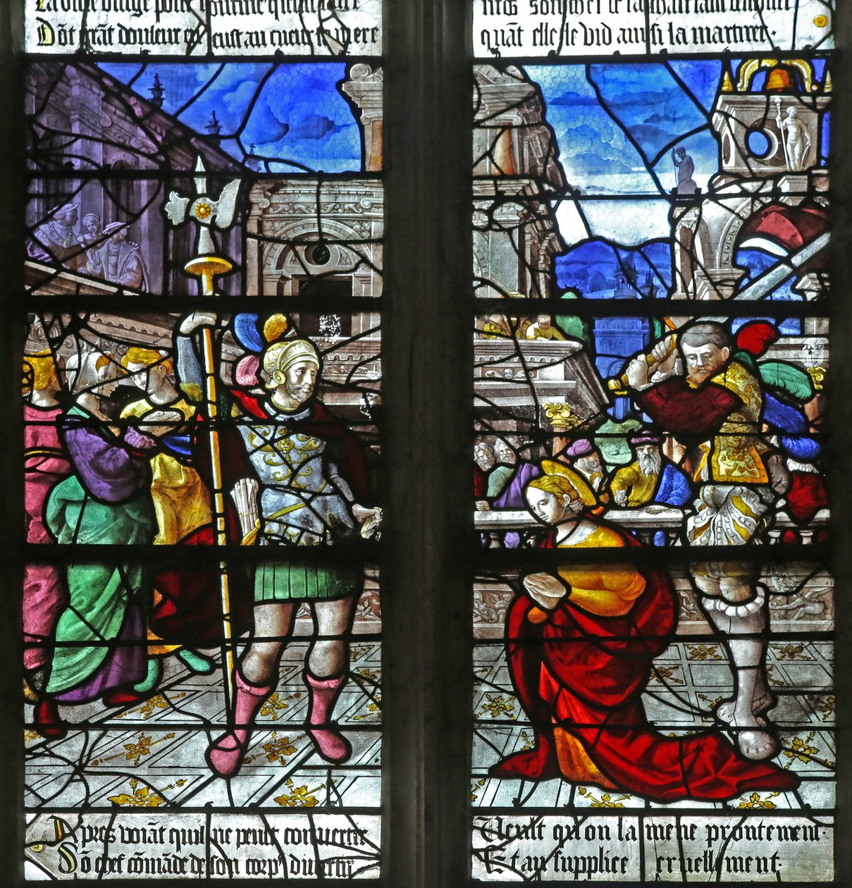 Fenster w2, das den Tod des Hl. Foy darstellt (Buntglas) von French School