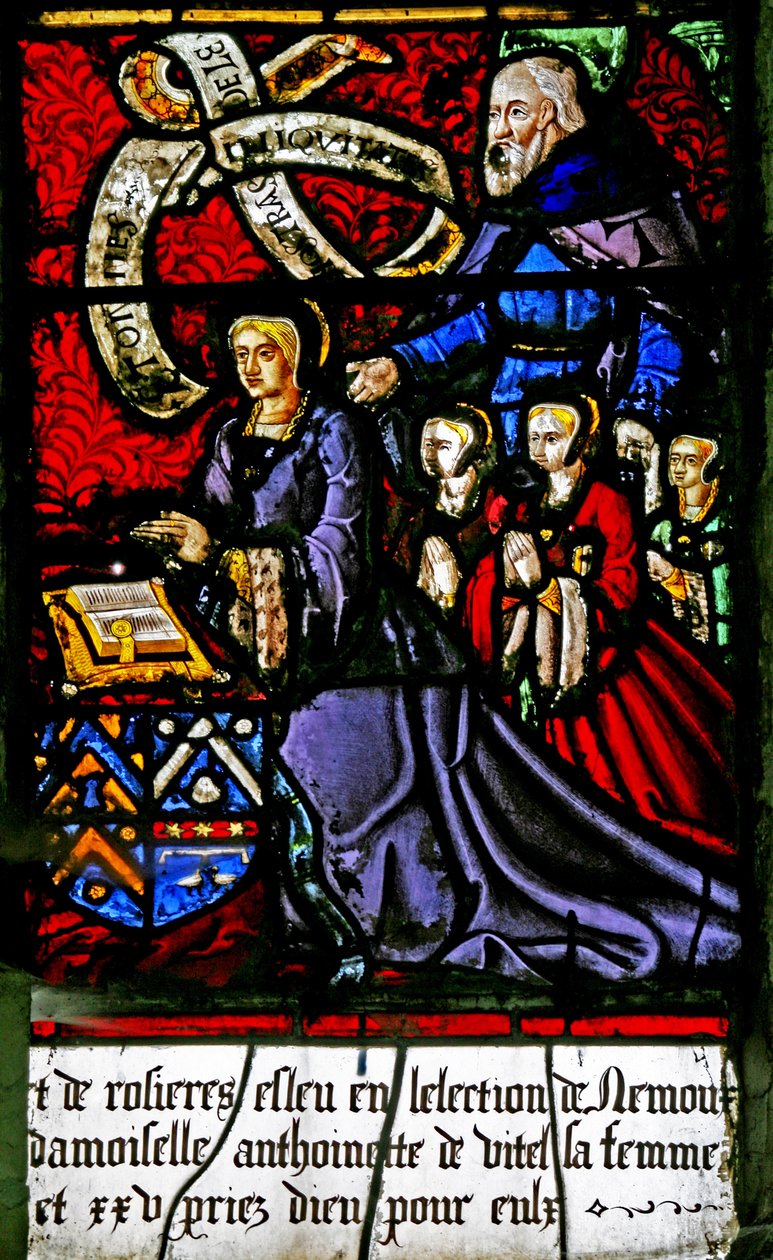 Fenster w2 mit der Frau und den Töchtern des Spenders von French School