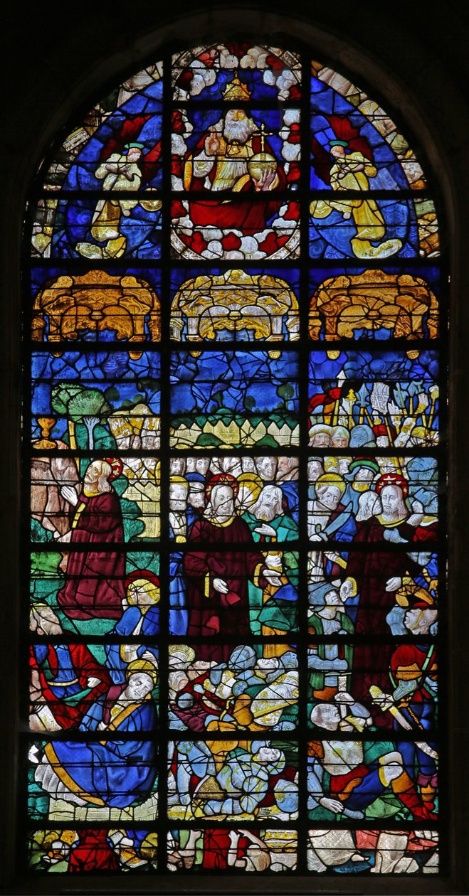 Fenster w31, Darstellung von Passionsszenen: Gethsemane und die Auferstehung von French School