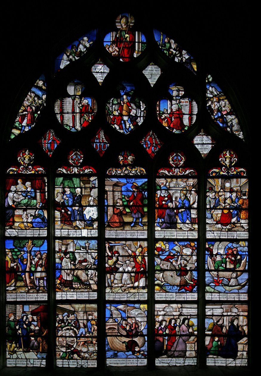 Fenster w3 mit Szenen aus dem Leben von St. Nikolaus von French School