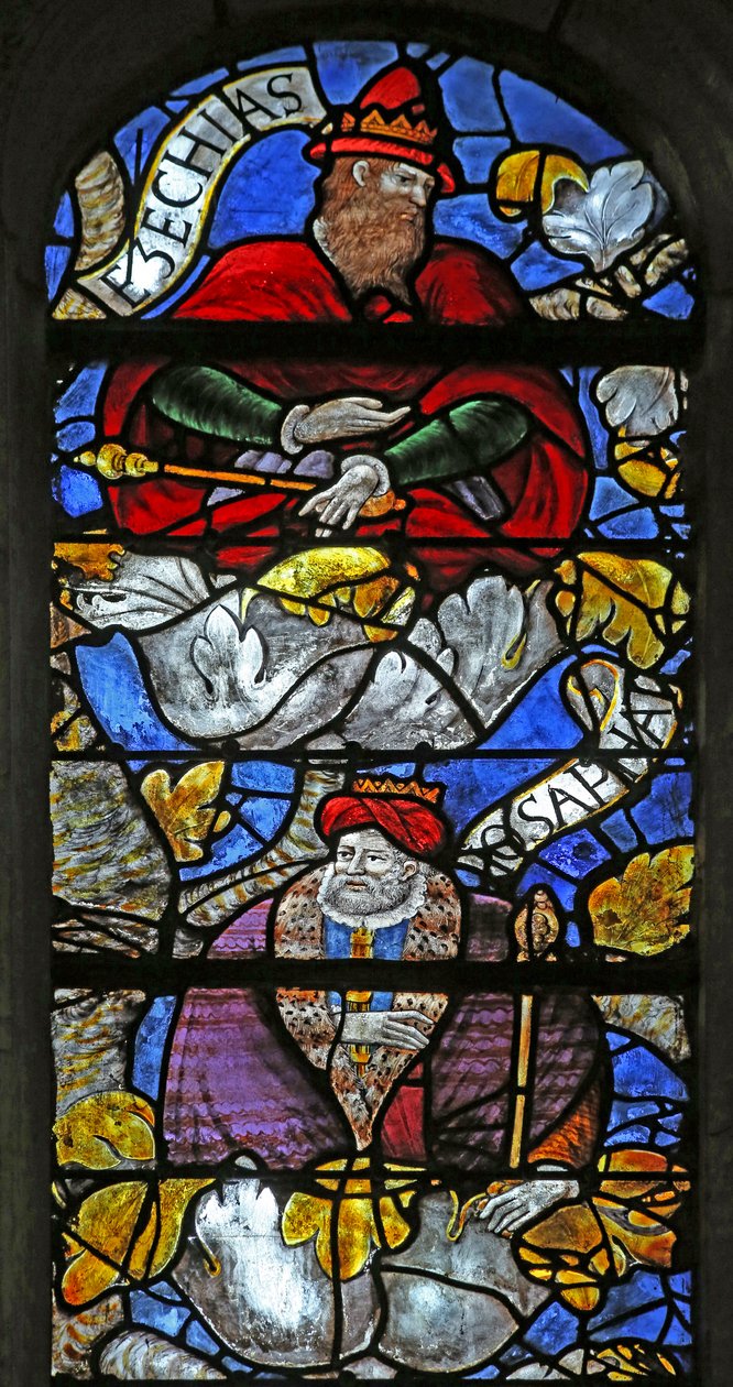 Fenster w3 mit Darstellung des Jessebaums: Hiskia und Josaphat von French School