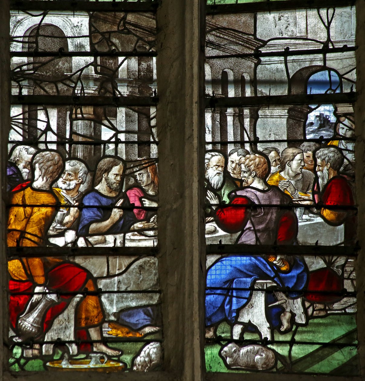 Fenster w5 mit Darstellung des Letzten Abendmahls von French School