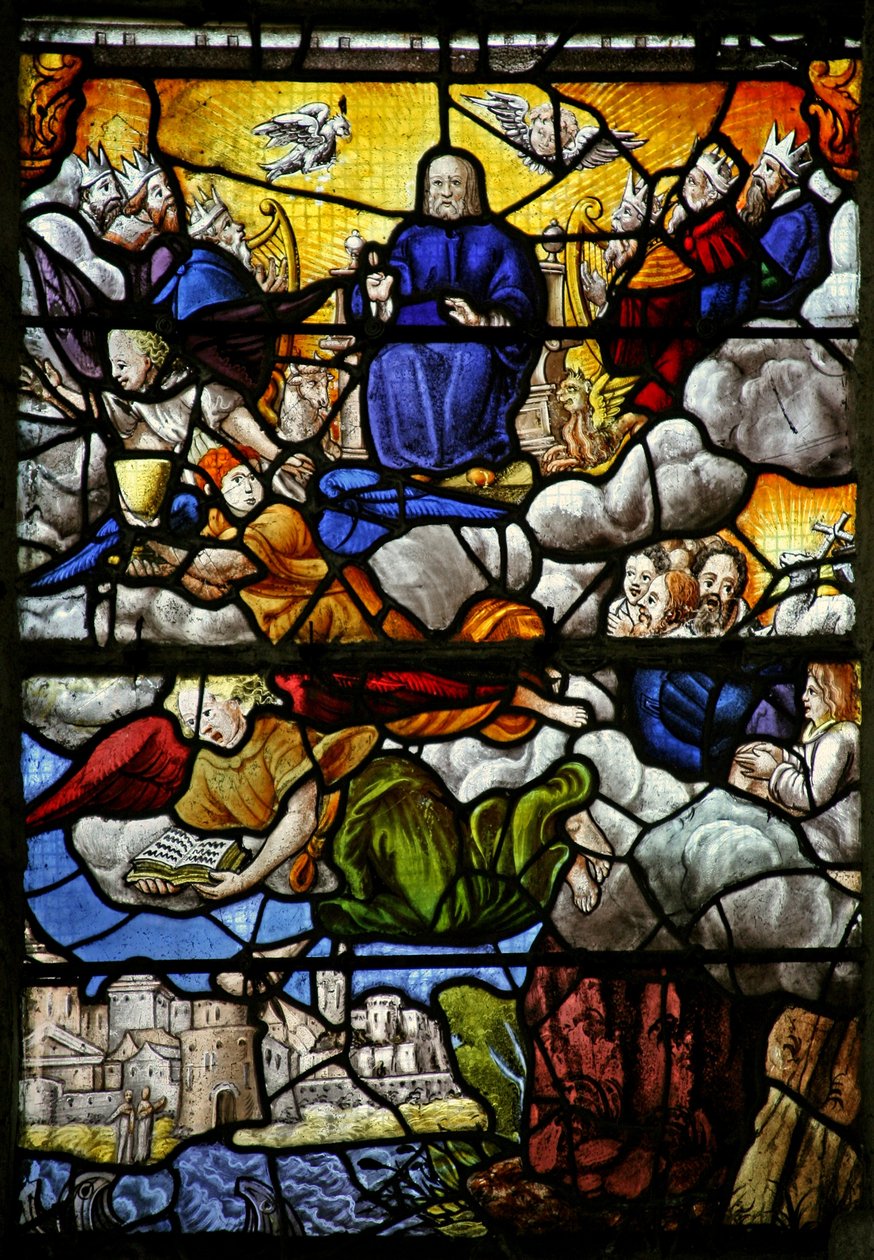 Fenster w7, Szene aus dem Buch der Offenbarung des Johannes: Der Thron im Himmel: Die vier heiligen Tiere von French School