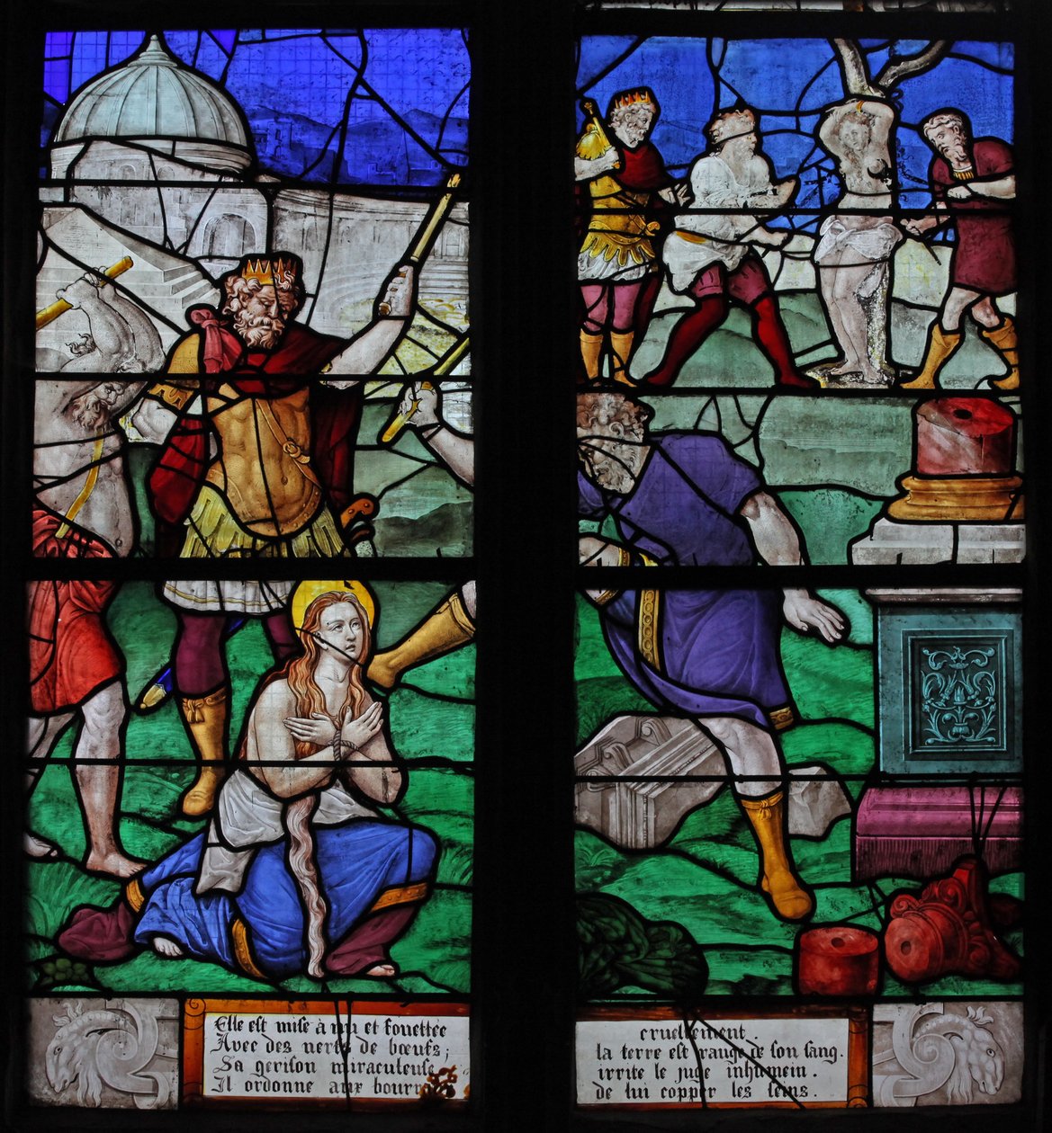 Fenster w7 mit einer Szene aus dem Leben der Heiligen Barbara von French School