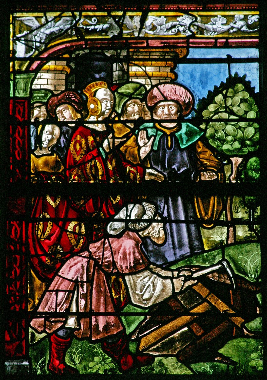 Fenster w8, Darstellung der Hl. Helena findet das Kreuz von French School