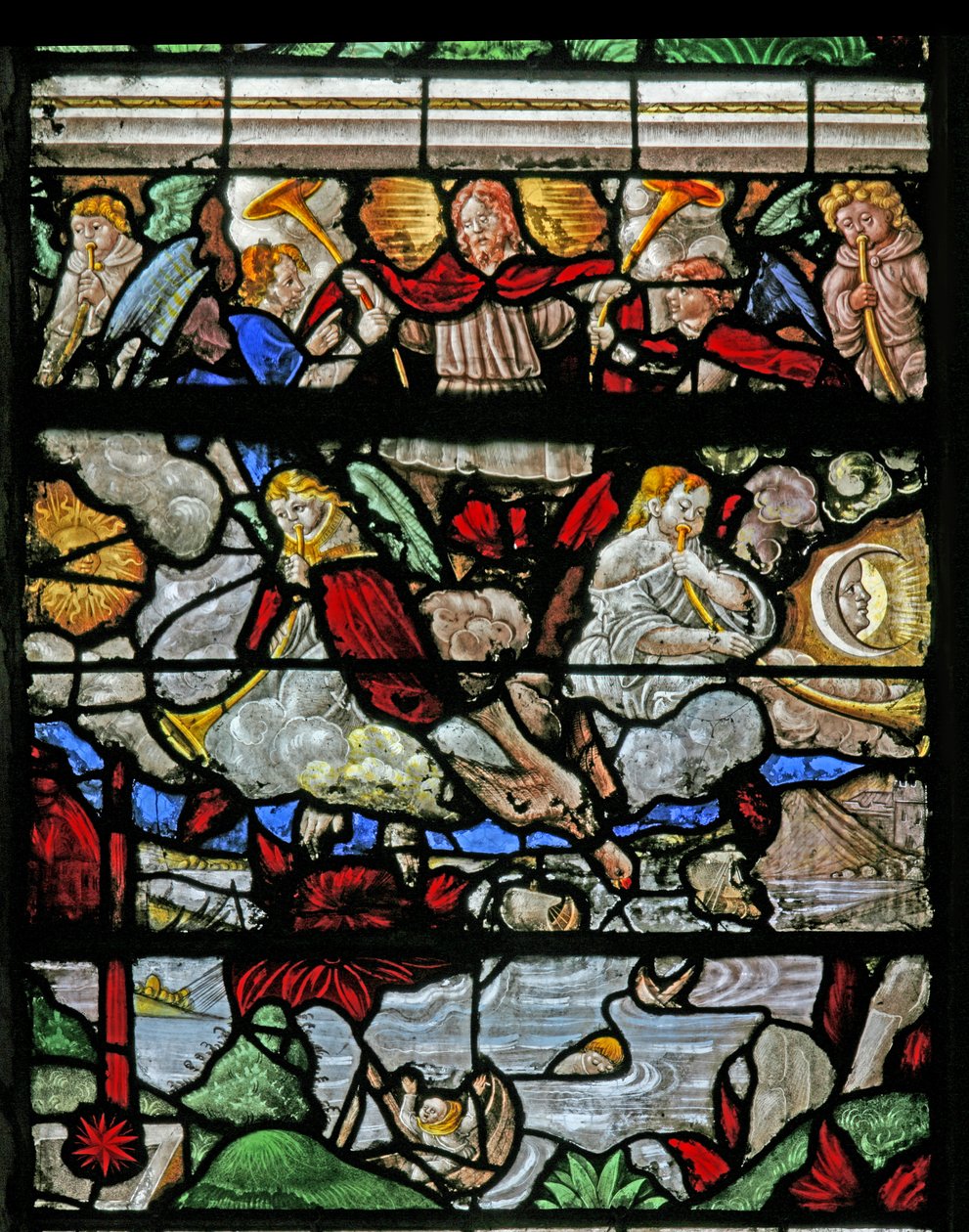 Fenster w9 mit einer Szene aus dem Buch der Offenbarung des Johannes von French School