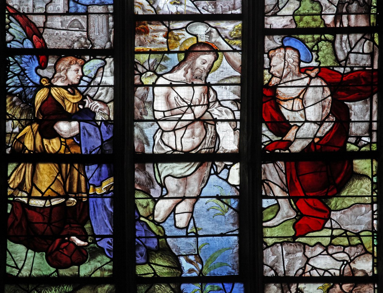 Fenster w9, Darstellung der Taufe im Jordan von French School