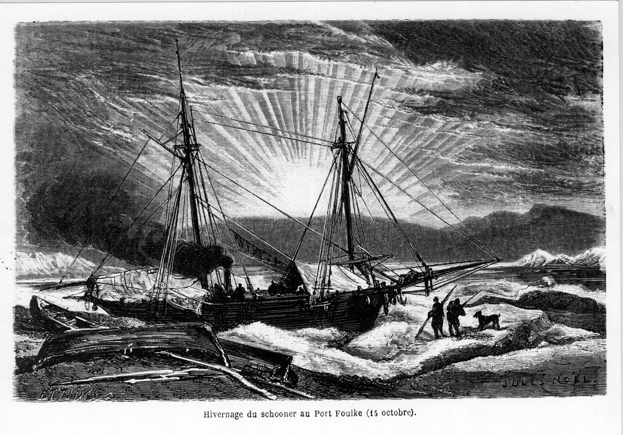 Überwinterung des Schiffs Schooner in Port Foulke von French School