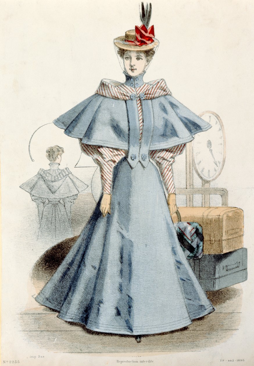 Frau im Reisekleid, aus Le Coquet, 1895 von French School