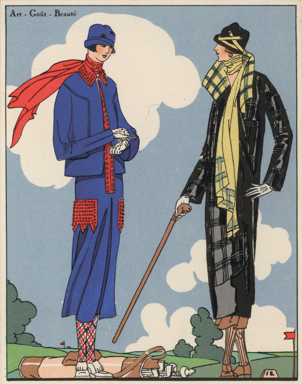 Golfmode für Damen aus den 1920er Jahren von den Designern Martial und Armand sowie Christoph Drecoll von French School