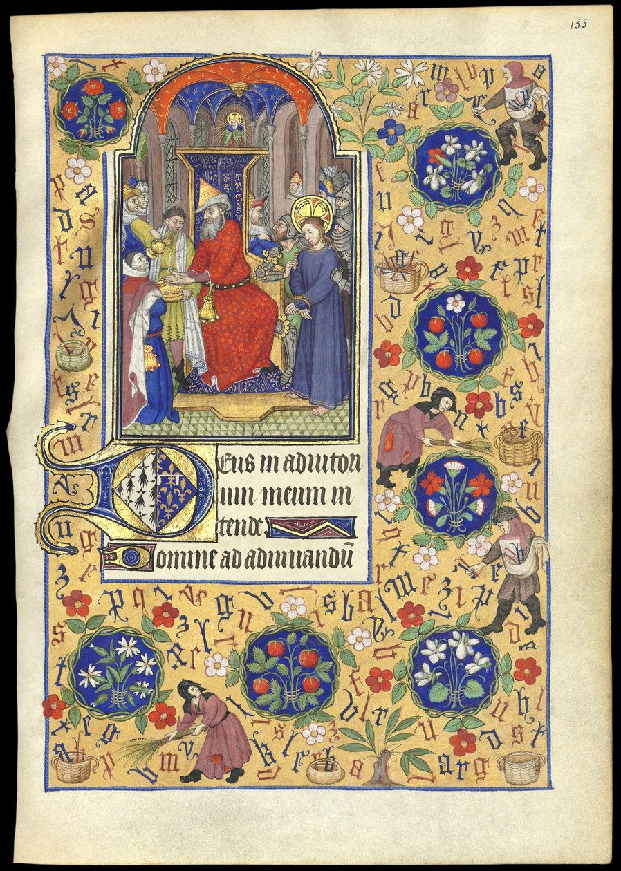 f.135r Miniatur von Pilatus, der sich die Hände wäscht, aus dem 