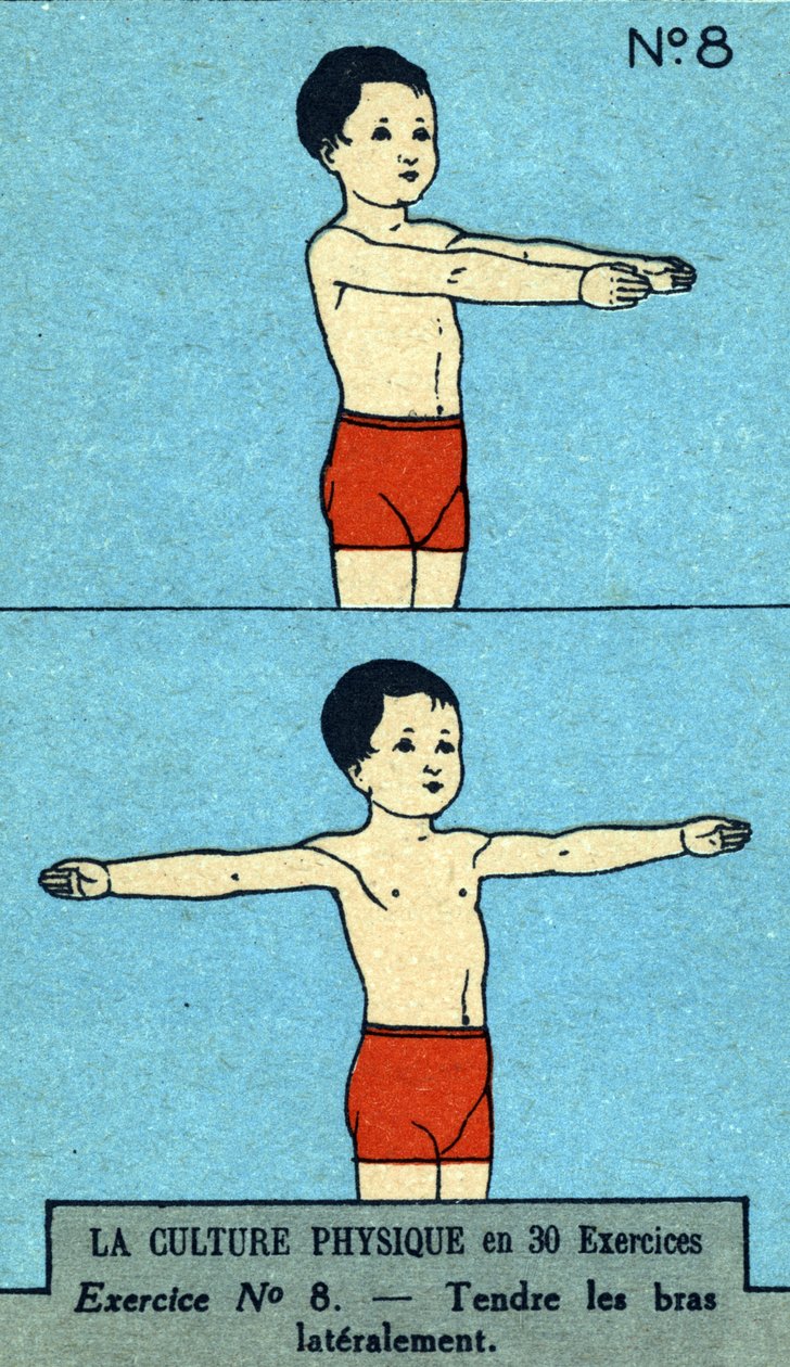 Training, Fitness, Körperübungen, gute Gesundheit, gesund (Chromolithographie) Anfang des 20. Jahrhunderts von French School