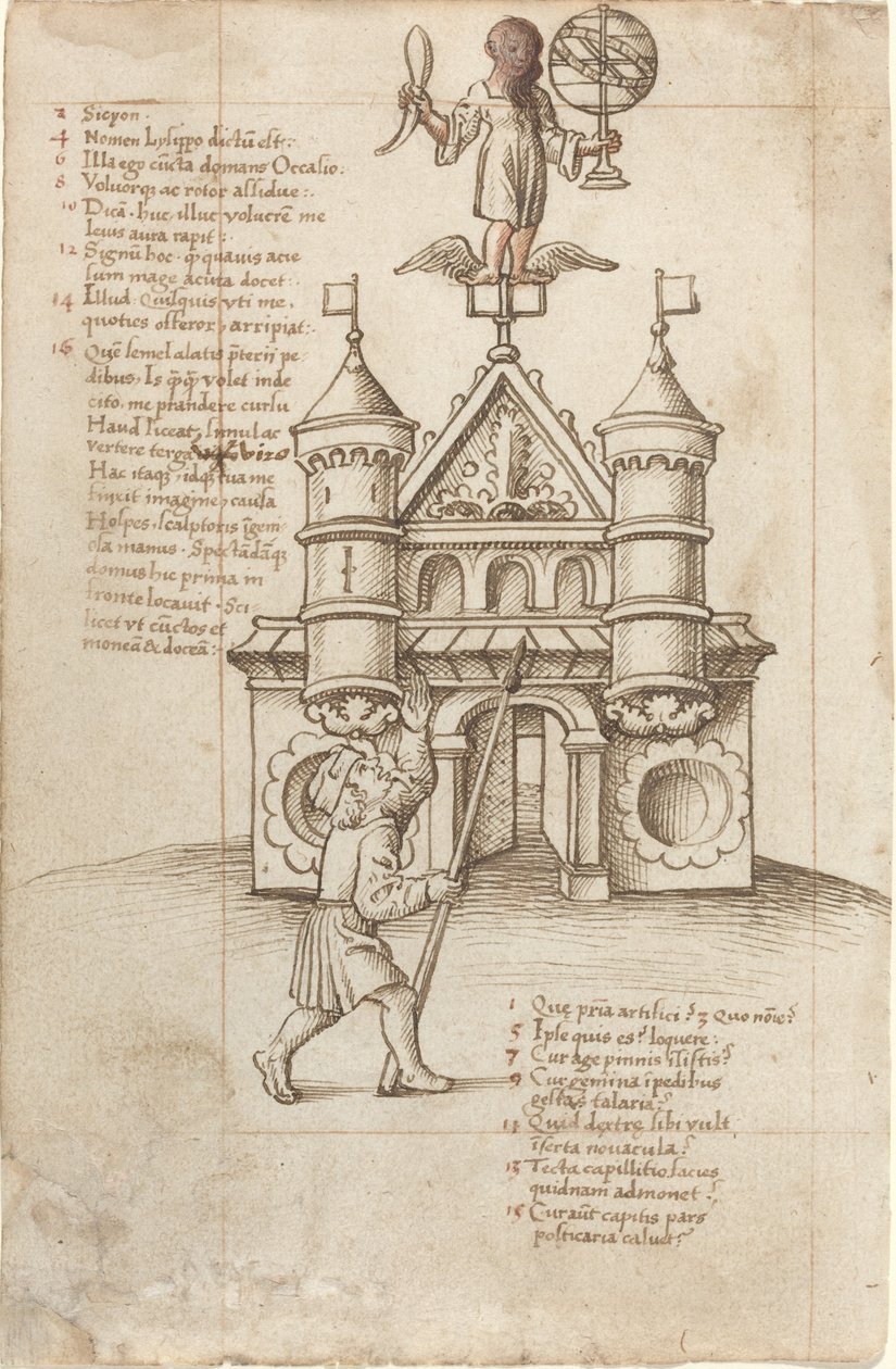 Die Statue der Gelegenheit und der Vorübergehende [fol. 8 recto] von French early 16th Century