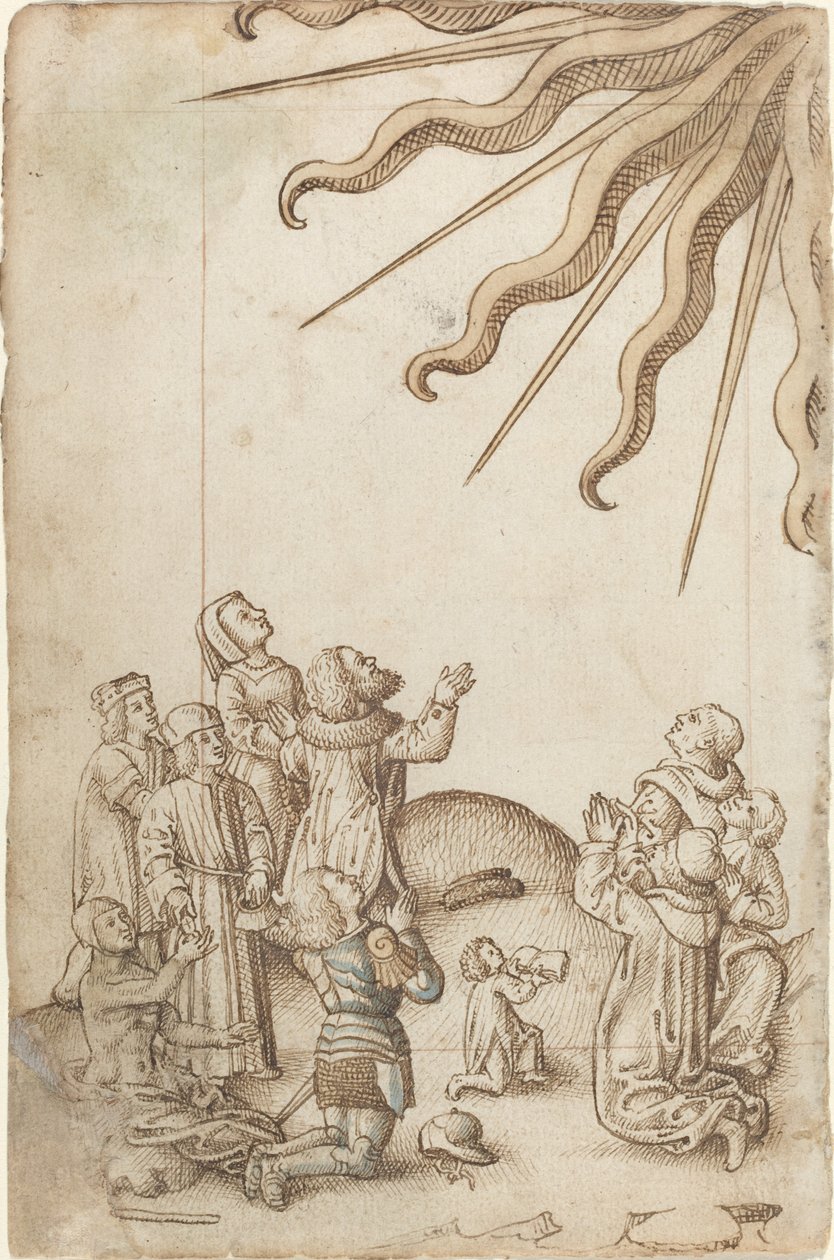"Drehe deinen Körper, während du anbetest" [fol. 37 verso] von French early 16th Century