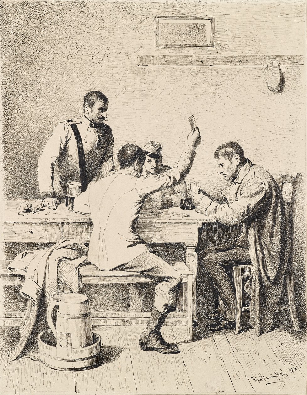 Soldaten beim Kartenspiel von Friedrich Friedländer Ritter von Malheim