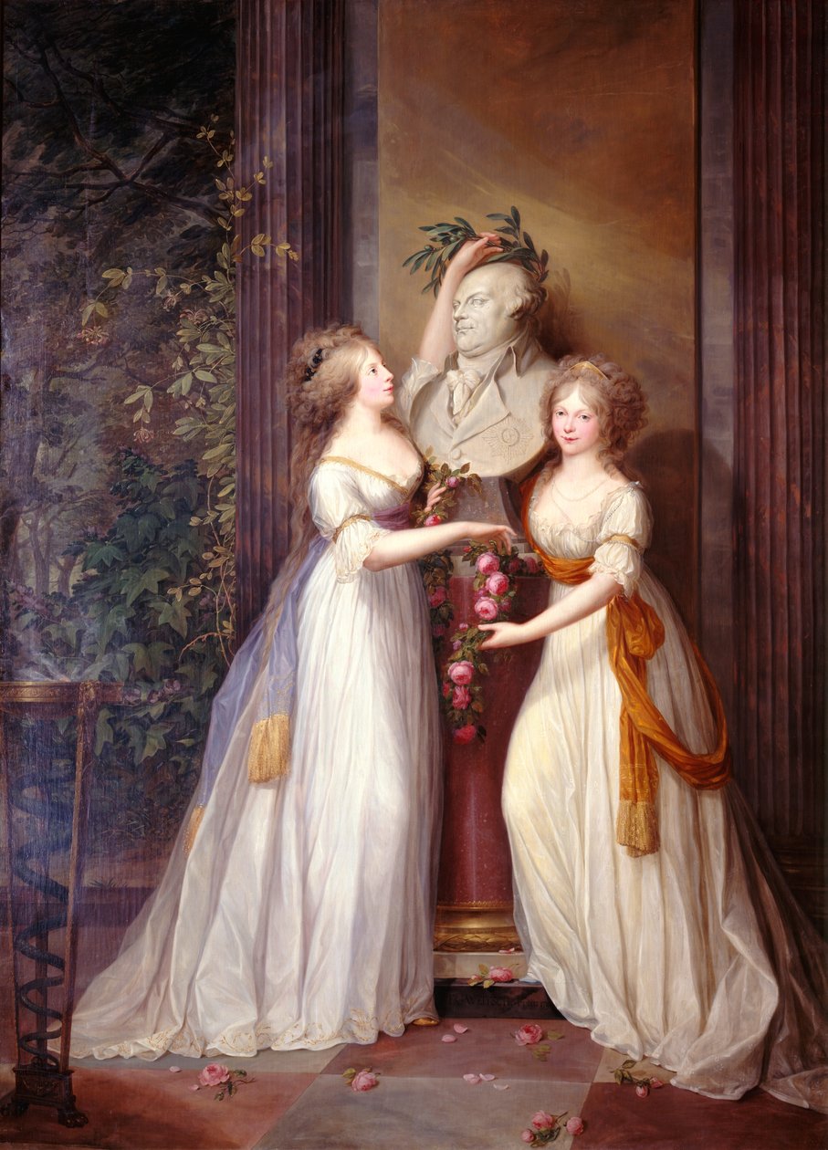 Luise und Friederike an der Büste Friedrich Wilhelms II von Friedrich Georg Weitsch