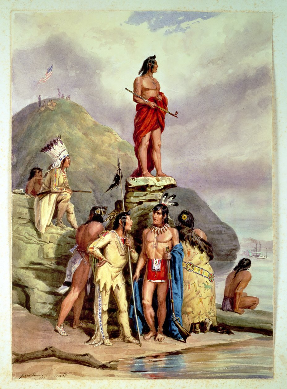 Gruppe von Indianern am Flussufer, 1854 von Friedrich Kurz
