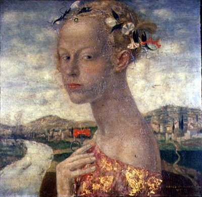 Eine Jungfrau mit einer roten Nelke von Friedrich Stahl