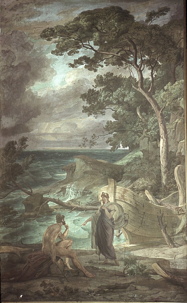 Ankunft des Odysseus bei der Nymphe Kalypso, Szenen aus der Odyssee von Friedrich the Elder Preller
